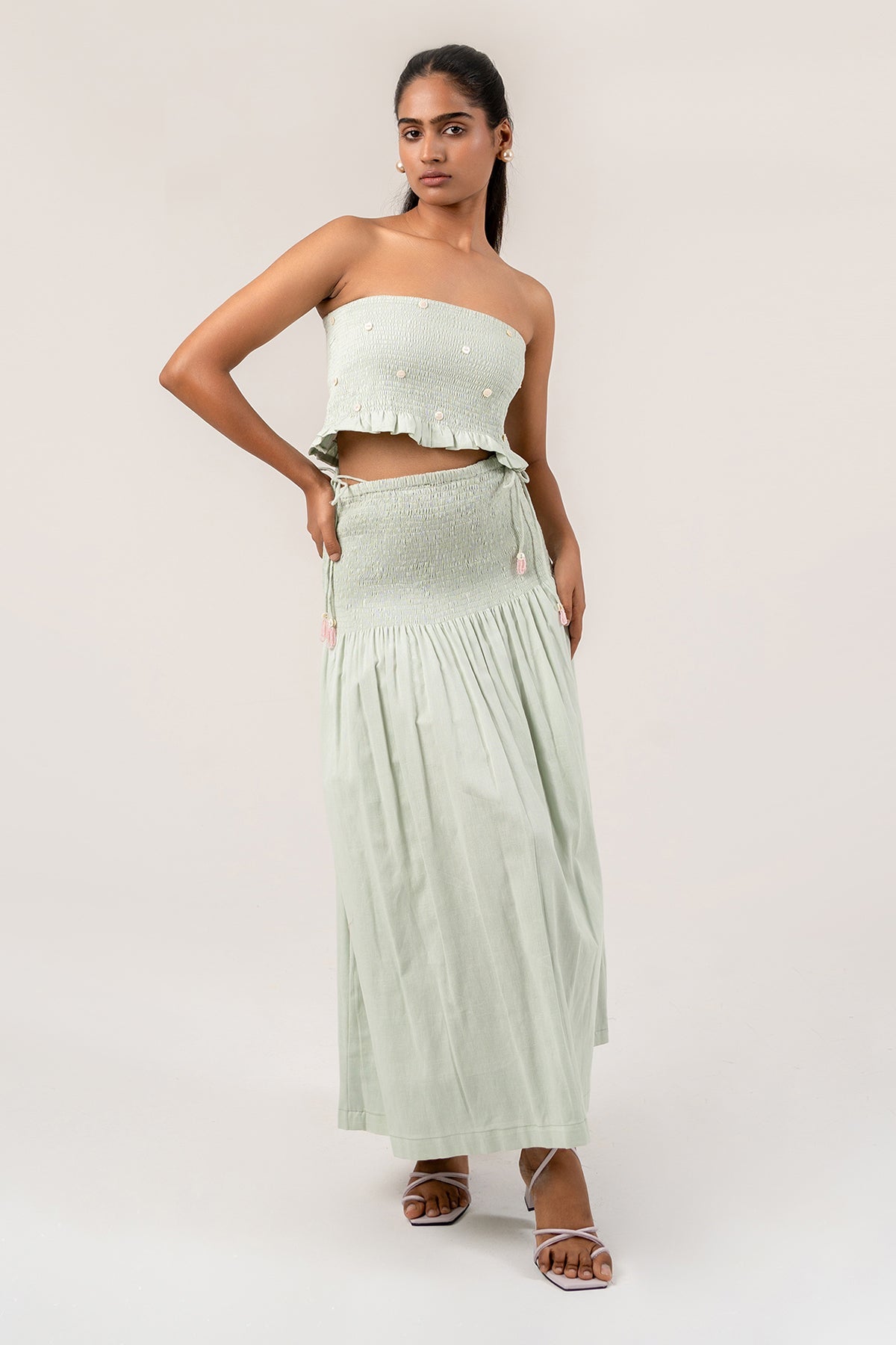 Buy Blue Bandeua Top & Midi Skirt by Seher Studio for women online at ScrollnShops